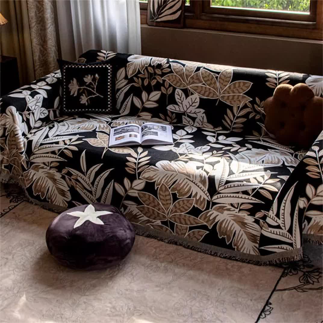 Sofabezug aus Chenille mit Quasten im Vintage-Stil „Rainforest“