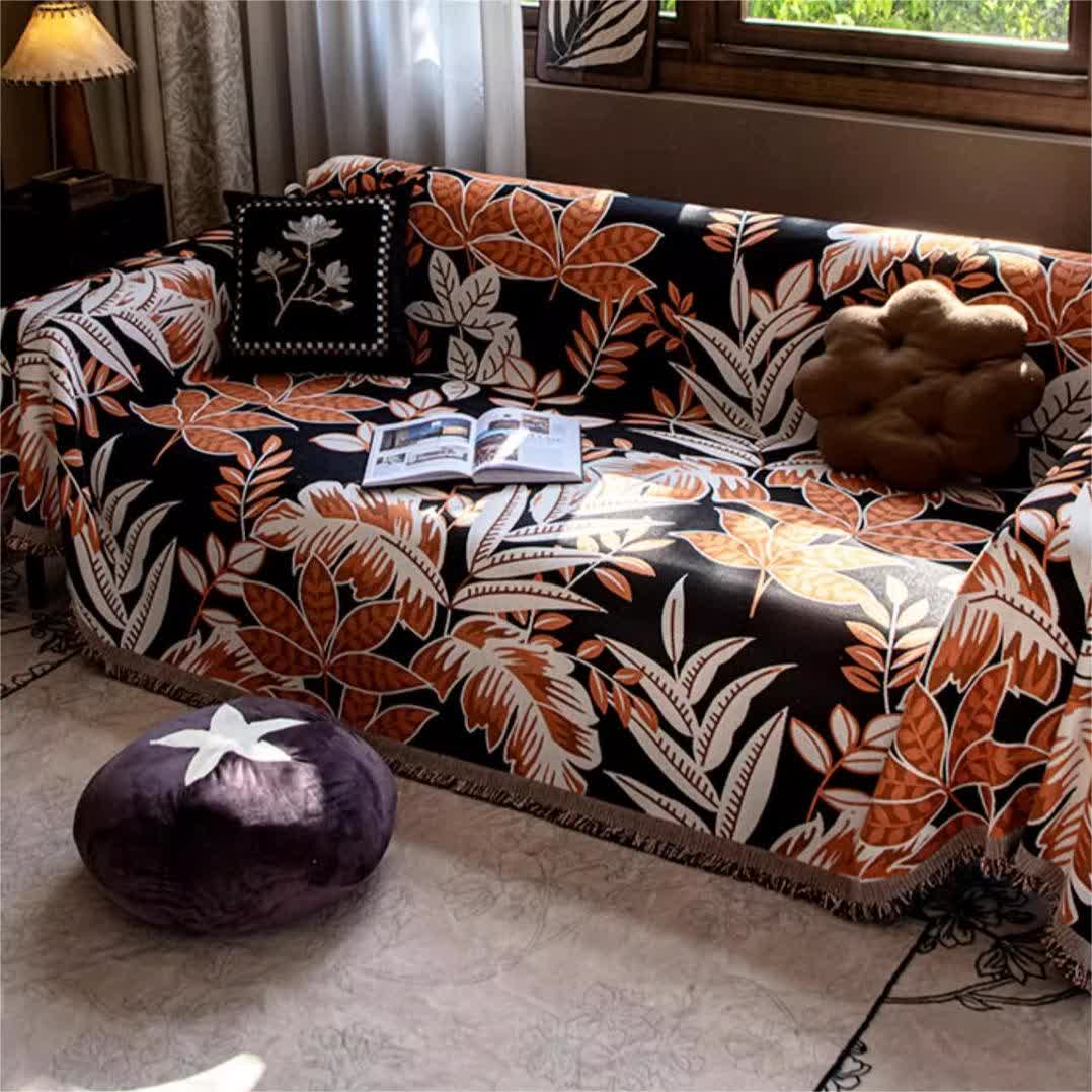 Sofabezug aus Chenille mit Quasten im Vintage-Stil „Rainforest“