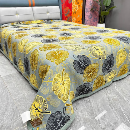 Sommerliche pastorale Monstera-Steppdecke aus Baumwolle