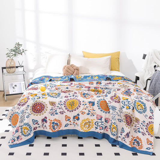 Atmungsaktive Steppdecke aus Baumwollgaze im Retro-Stil