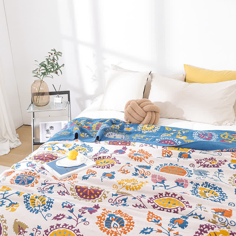 Atmungsaktive Steppdecke aus Baumwollgaze im Retro-Stil