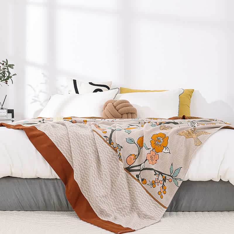 Weiche Steppdecke aus Baumwollgaze mit Vintage-Blumenmuster
