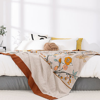 Weiche Steppdecke aus Baumwollgaze mit Vintage-Blumenmuster