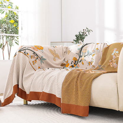 Weiche Steppdecke aus Baumwollgaze mit Vintage-Blumenmuster