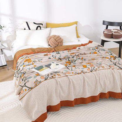 Weiche Steppdecke aus Baumwollgaze mit Vintage-Blumenmuster