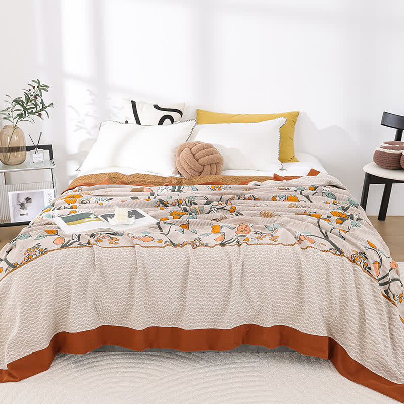 Weiche Steppdecke aus Baumwollgaze mit Vintage-Blumenmuster