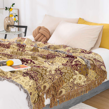 Atmungsaktive Steppdecke aus Baumwollgaze mit Jacquard-Quaste