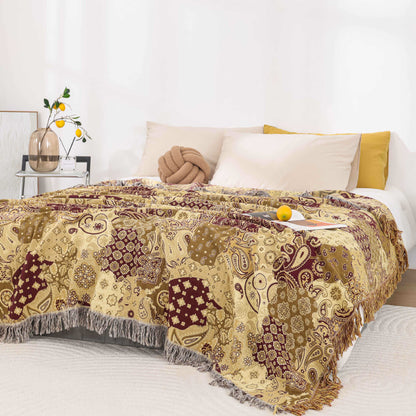 Atmungsaktive Steppdecke aus Baumwollgaze mit Jacquard-Quaste