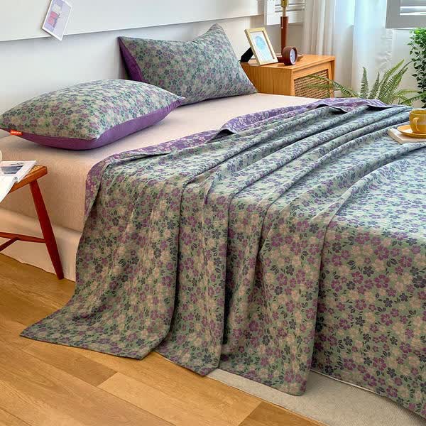 Bettlaken aus Baumwollgaze mit elegantem Blumenmuster