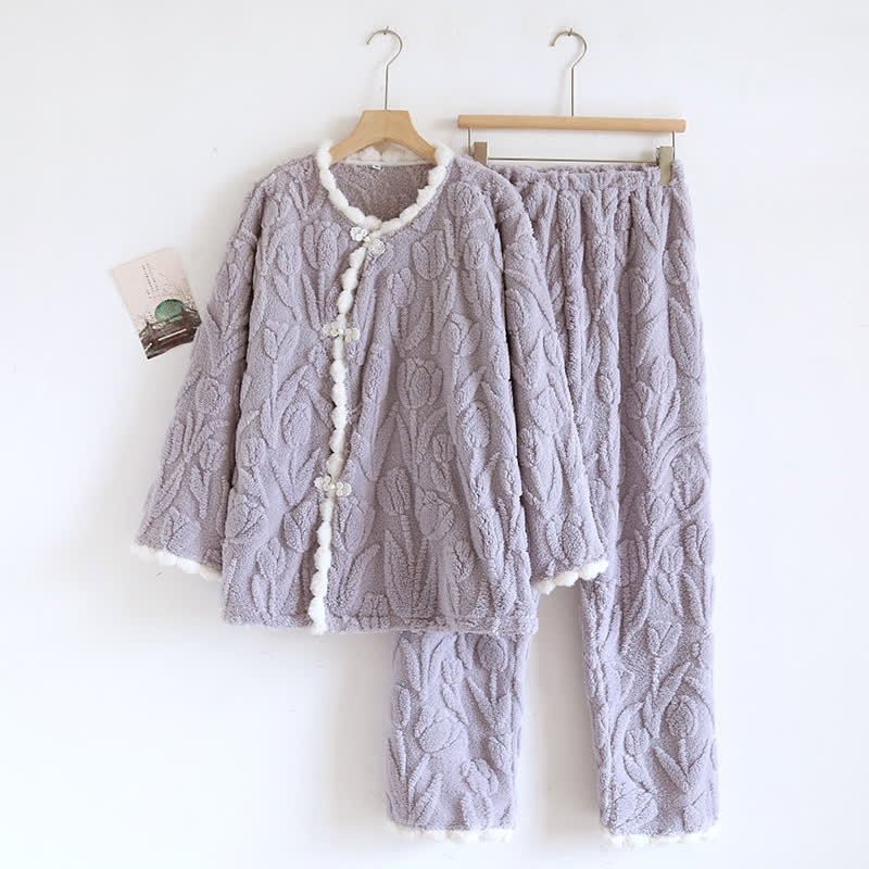 Rural Tulip – Langärmliges Fleece-Pyjama-Set
