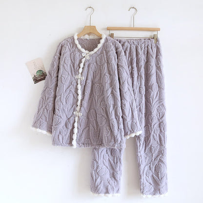 Rural Tulip – Langärmliges Fleece-Pyjama-Set