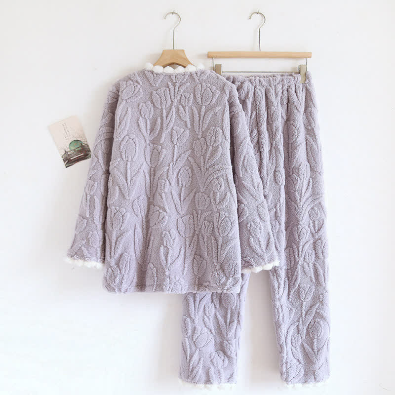 Rural Tulip – Langärmliges Fleece-Pyjama-Set