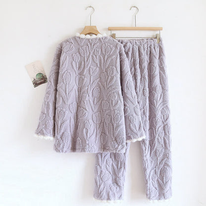 Rural Tulip – Langärmliges Fleece-Pyjama-Set