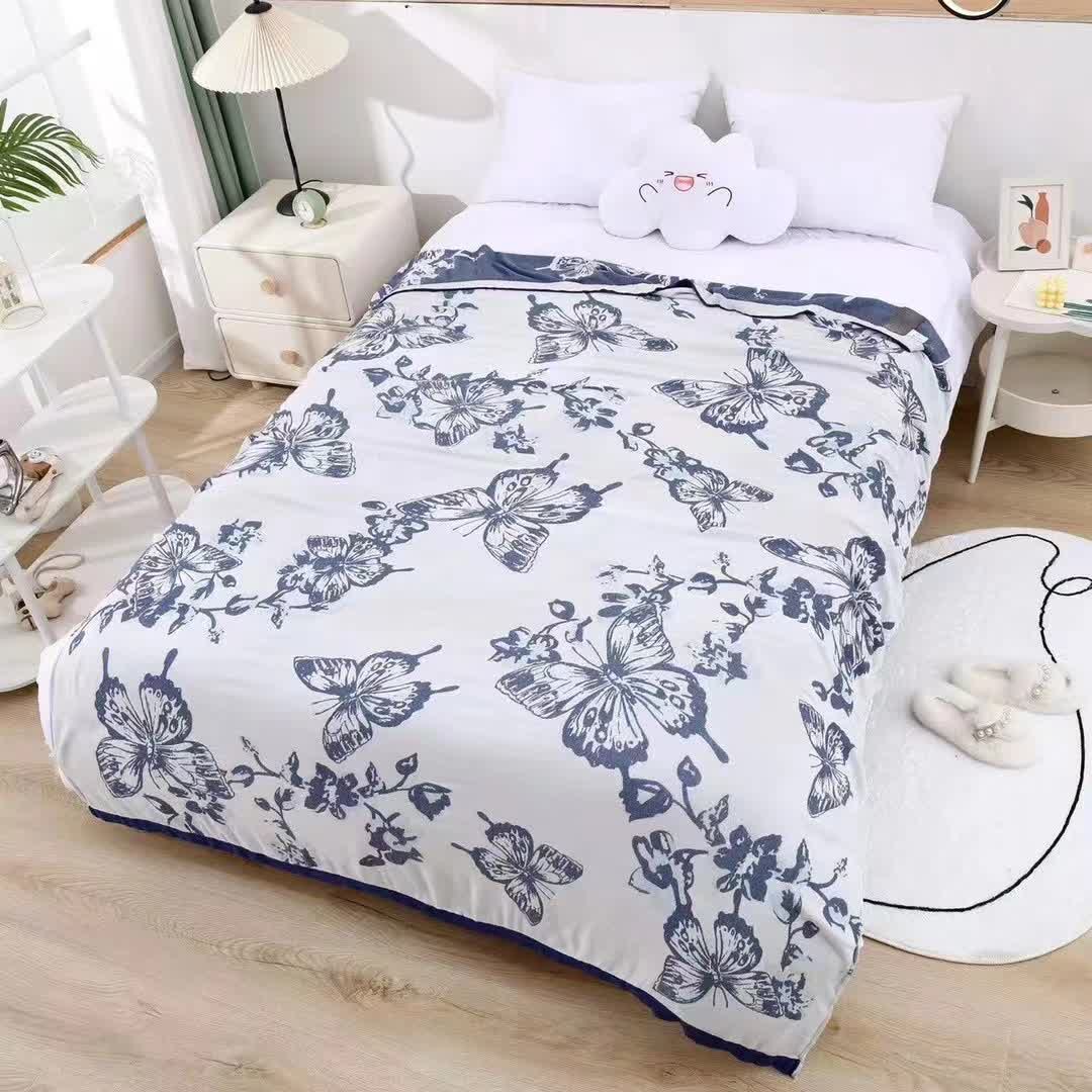 Weiche Bambusfaserdecke mit Schmetterlingsmotiv