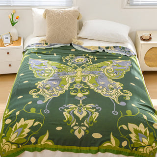 Atmungsaktive Decke aus Bambusfaser mit Vintage-Schmetterling