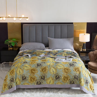 Sommerliche pastorale Monstera-Steppdecke aus Baumwolle