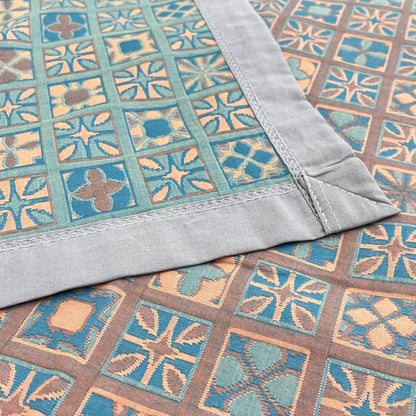 Wendesteppdecke aus reiner Baumwolle mit Karo- und Blumenmuster