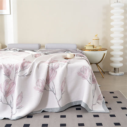 Elegante Steppdecke aus Lyocell-Fasergaze mit Blumenmuster