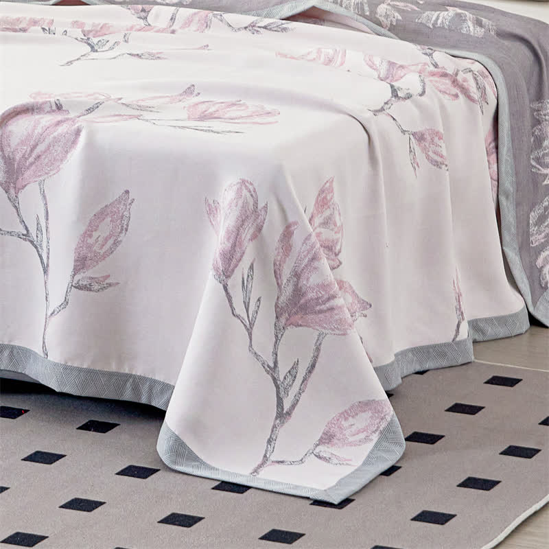 Elegante Steppdecke aus Lyocell-Fasergaze mit Blumenmuster