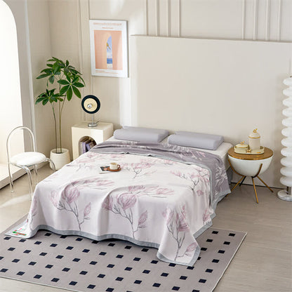Elegante Steppdecke aus Lyocell-Fasergaze mit Blumenmuster
