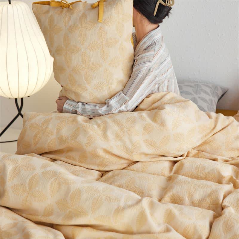 Bettwäscheset aus Baumwollgaze mit Jacquard-Krawatte (4-teilig)