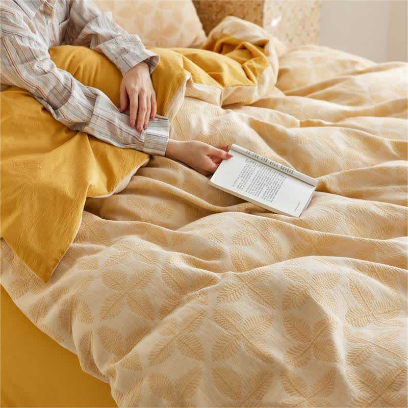 Bettwäscheset aus Baumwollgaze mit Jacquard-Krawatte (4-teilig)