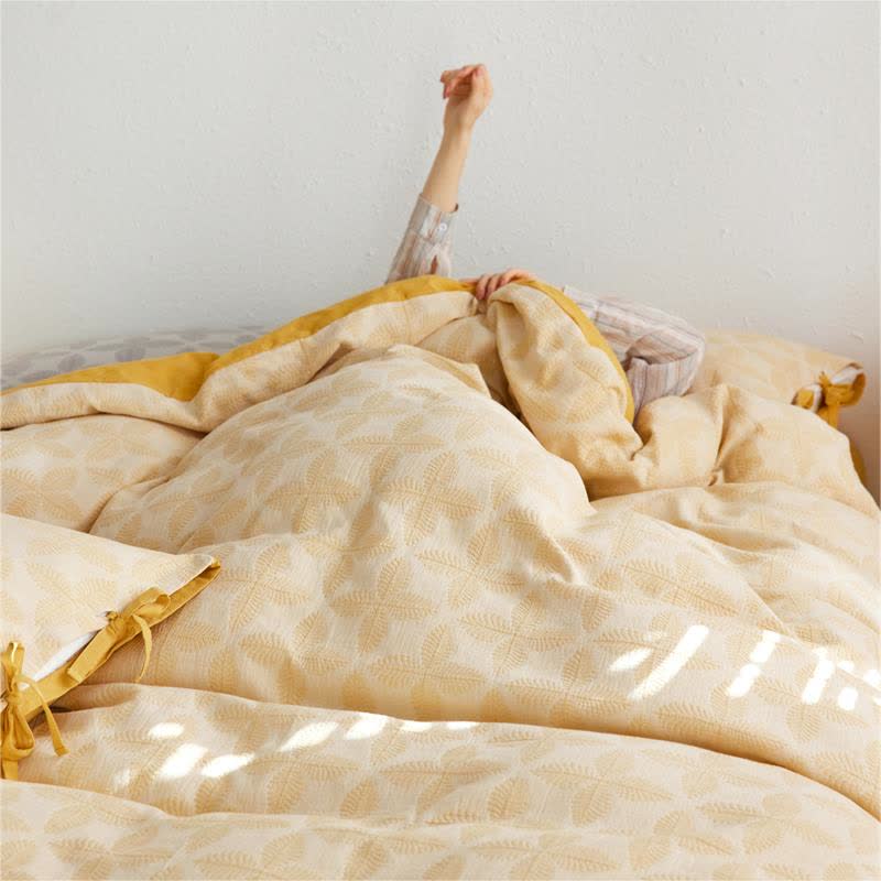 Bettwäscheset aus Baumwollgaze mit Jacquard-Krawatte (4-teilig)