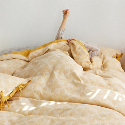 Bettwäscheset aus Baumwollgaze mit Jacquard-Krawatte (4-teilig)