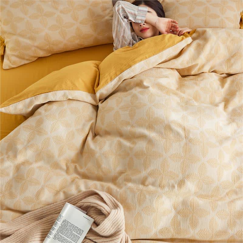 Bettwäscheset aus Baumwollgaze mit Jacquard-Krawatte (4-teilig)