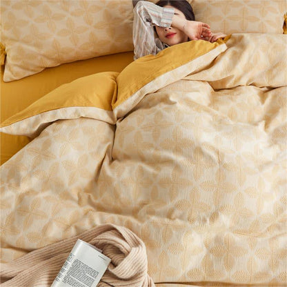 Bettwäscheset aus Baumwollgaze mit Jacquard-Krawatte (4-teilig)