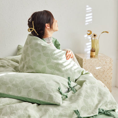Bettwäscheset aus Baumwollgaze mit Jacquard-Krawatte (4-teilig)
