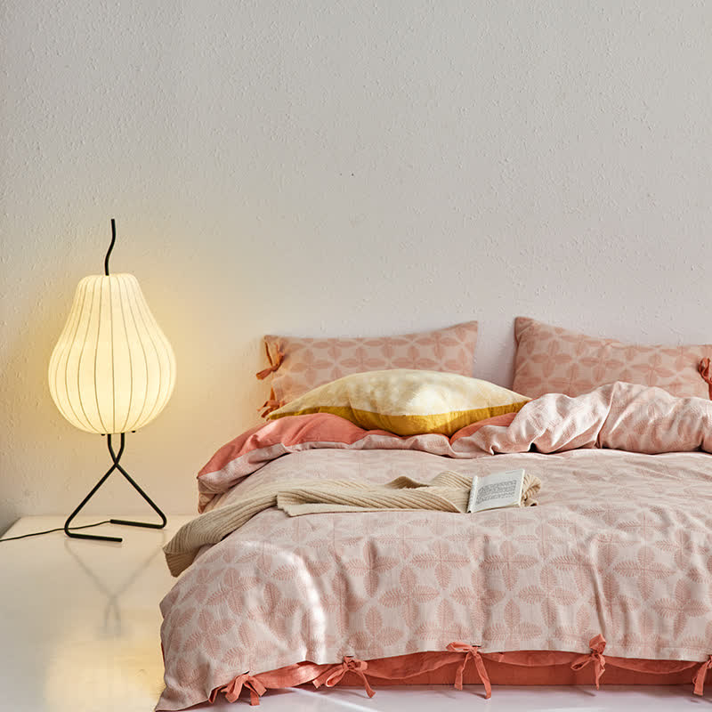 Bettwäscheset aus Baumwollgaze mit Jacquard-Krawatte (4-teilig)