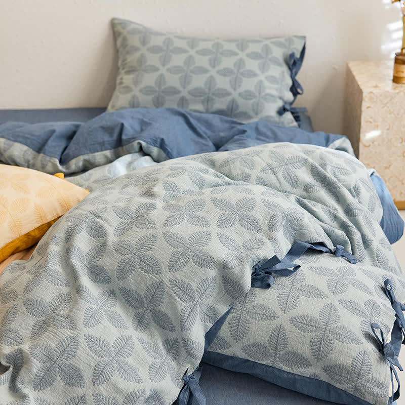 Bettwäscheset aus Baumwollgaze mit Jacquard-Krawatte (4-teilig)