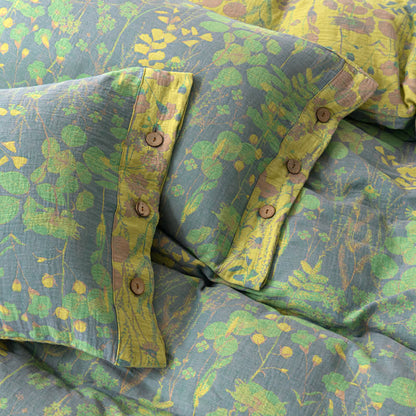 Lotus Pond Baumwollgaze-Bettwäscheset mit Knöpfen (4-teilig)