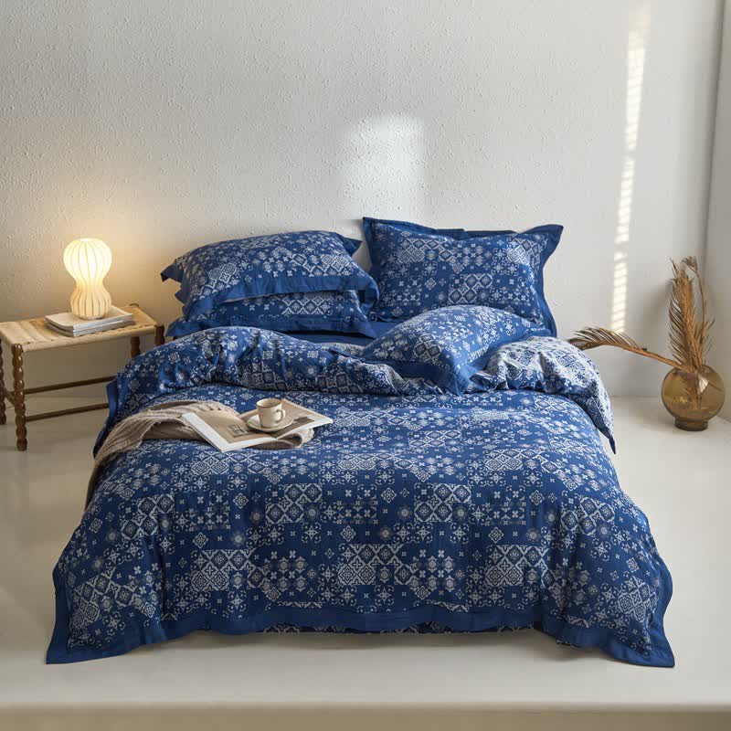 Bettwäscheset aus reiner Baumwolle im Vintage-Stil (4-teilig)