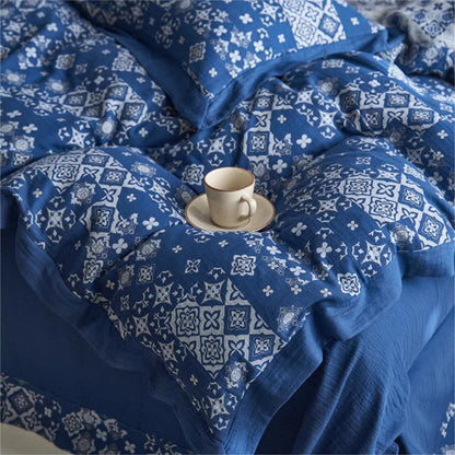 Bettwäscheset aus reiner Baumwolle im Vintage-Stil (4-teilig)