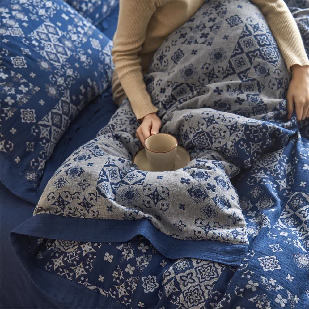 Bettwäscheset aus reiner Baumwolle im Vintage-Stil (4-teilig)