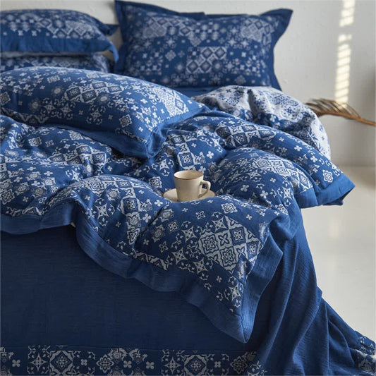 Bettwäscheset aus reiner Baumwolle im Vintage-Stil (4-teilig)