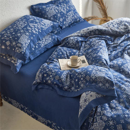 Bettwäscheset aus reiner Baumwolle im Vintage-Stil (4-teilig)