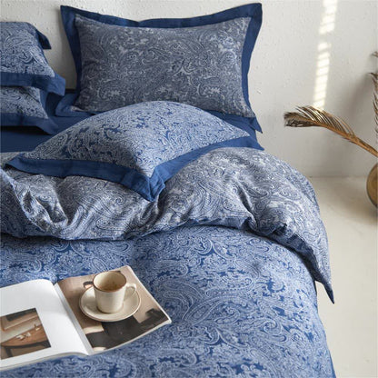 Jacquard-Bettwäscheset aus Baumwollgaze im Vintage-Stil (4-teilig)