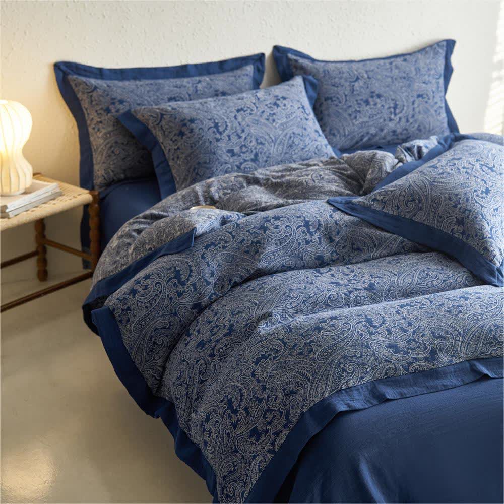 Jacquard-Bettwäscheset aus Baumwollgaze im Vintage-Stil (4-teilig)