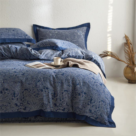 Jacquard-Bettwäscheset aus Baumwollgaze im Vintage-Stil (4-teilig)