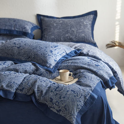 Jacquard-Bettwäscheset aus Baumwollgaze im Vintage-Stil (4-teilig)