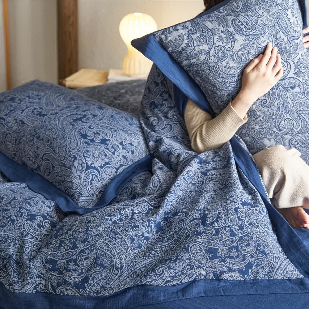 Jacquard-Bettwäscheset aus Baumwollgaze im Vintage-Stil (4-teilig)
