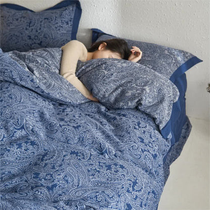 Jacquard-Bettwäscheset aus Baumwollgaze im Vintage-Stil (4-teilig)