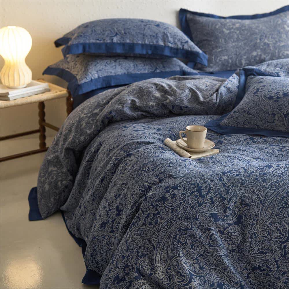 Jacquard-Bettwäscheset aus Baumwollgaze im Vintage-Stil (4-teilig)