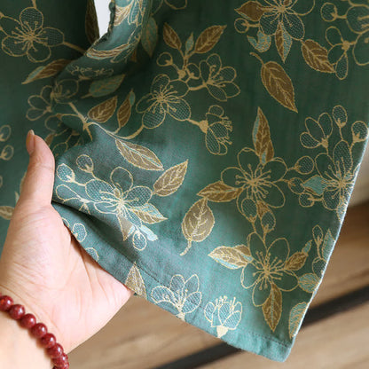 Lässiges Pyjama-Set aus Baumwolle mit Vintage-Blumenmuster