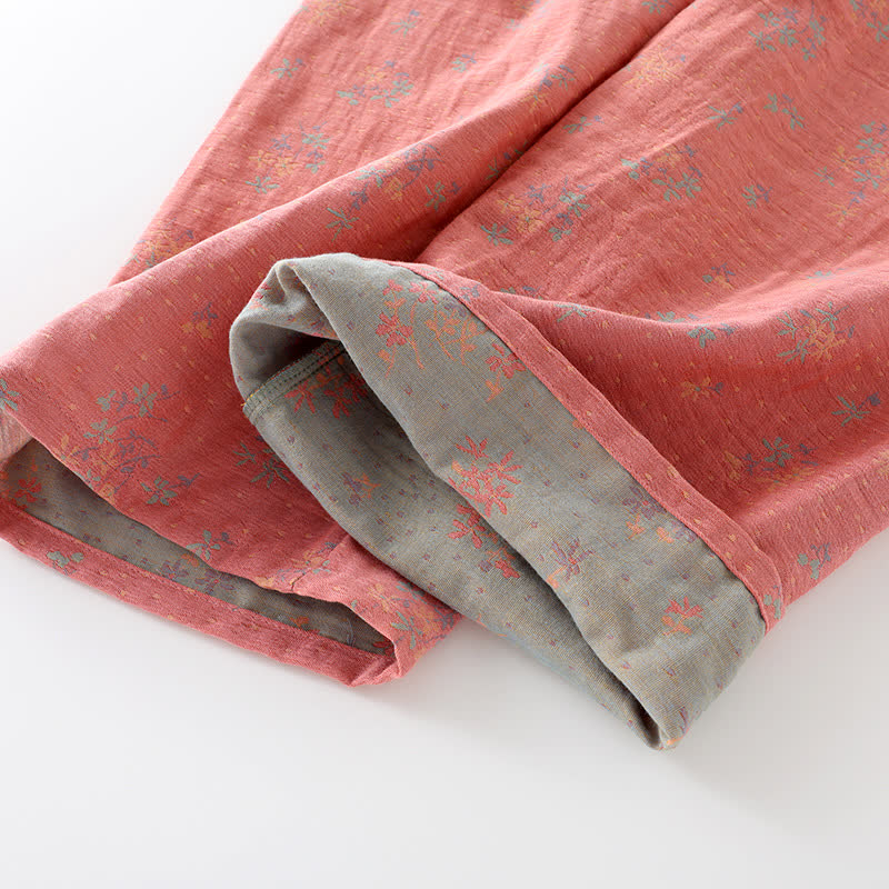 Pastorales Pyjama-Set aus Baumwolle mit Rundhalsausschnitt