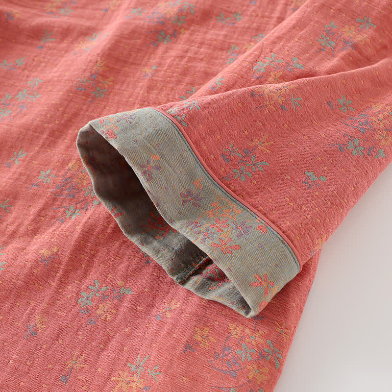 Pastorales Pyjama-Set aus Baumwolle mit Rundhalsausschnitt