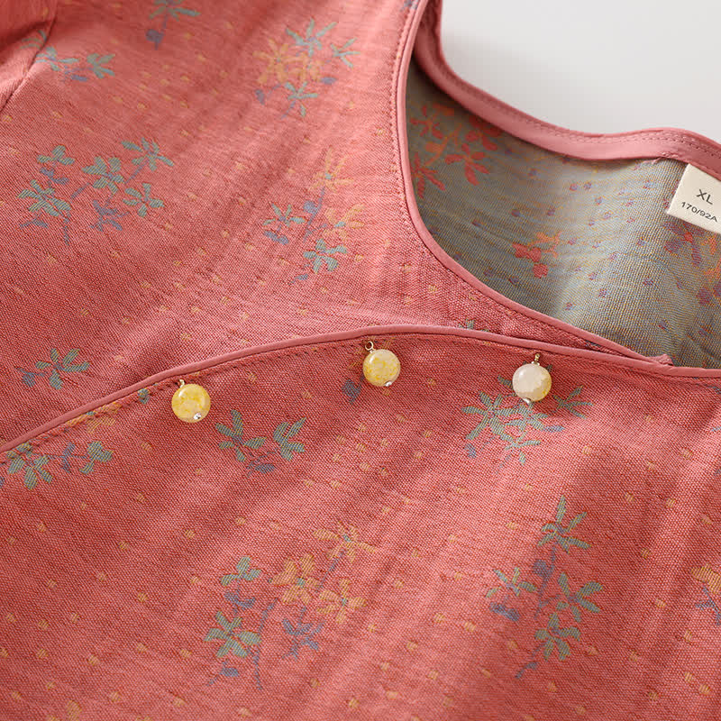 Pastorales Pyjama-Set aus Baumwolle mit Rundhalsausschnitt